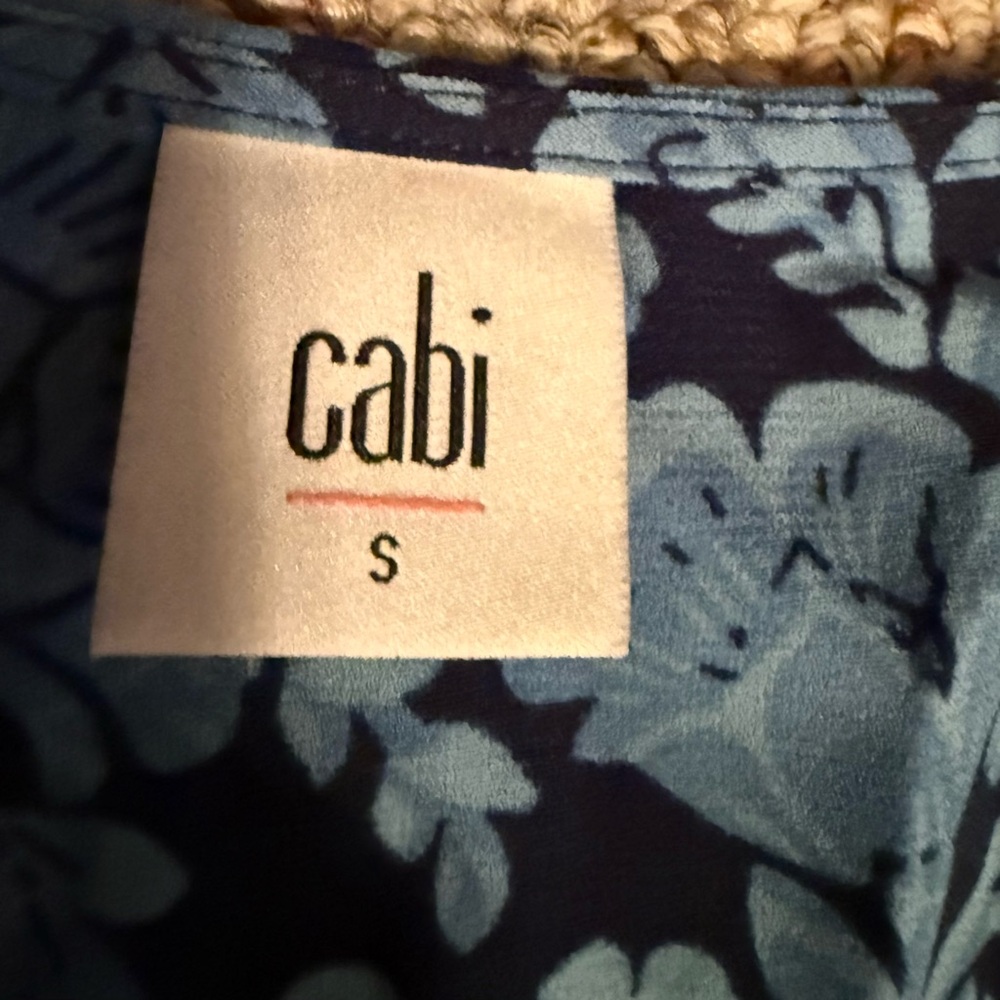 CAbi Java Dress indigo Floral cap sleeves blue and black small - Picture 10 of 12